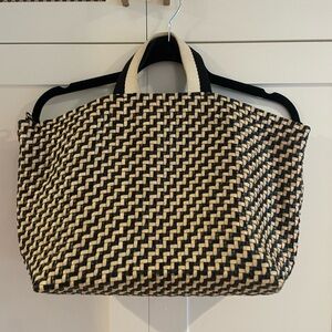 Clare V. Bateau Tote. Woven Black and Cream Zig Zag. Full sized Tote, not mini.